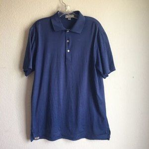 Peter Millar Mens Size M Blue Stretch Short Sleeve Polo Shirt